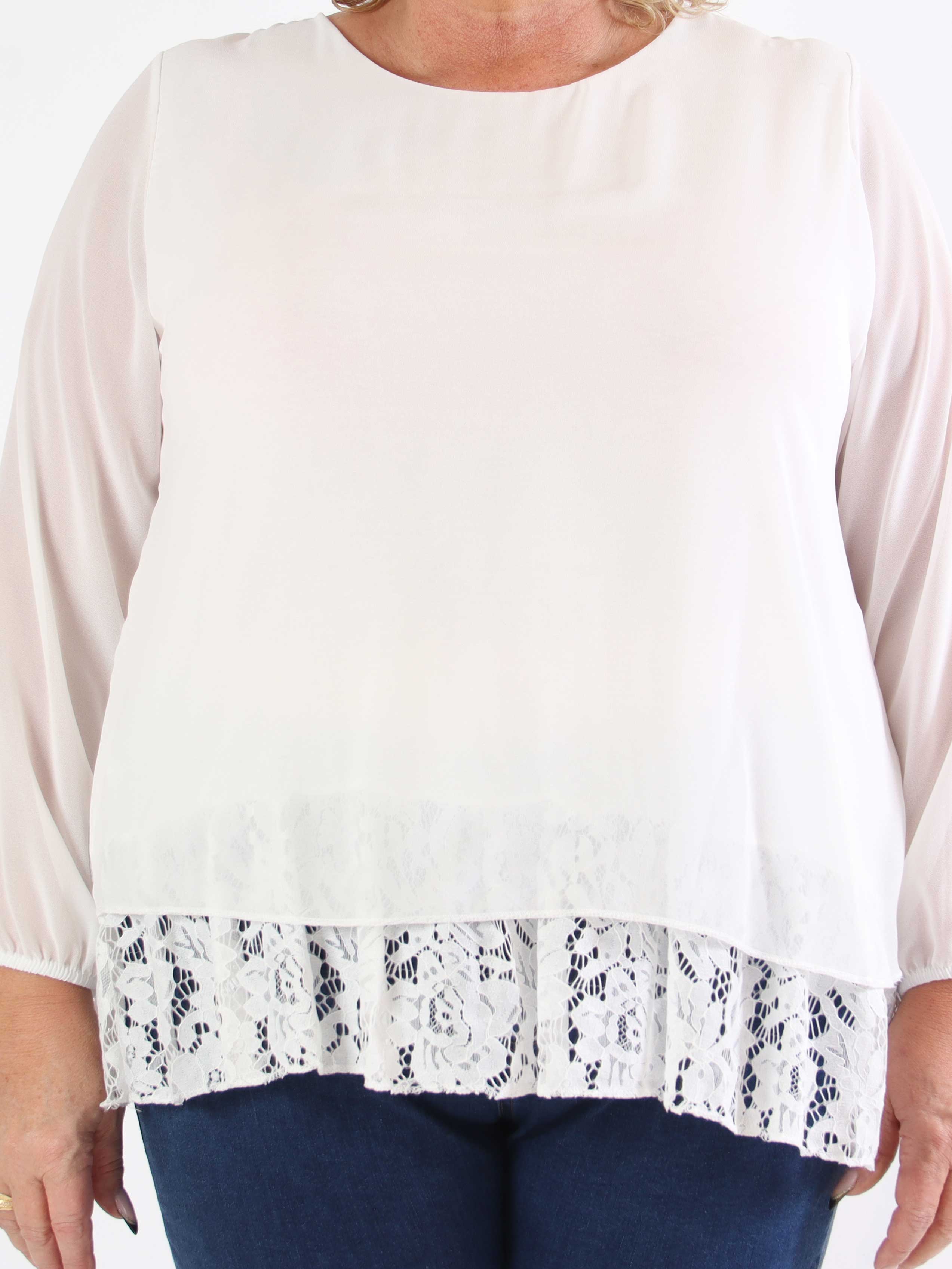 Luby Lace - Plus size-tunika i chiffong med spets i nederkant
